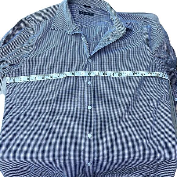 Theory black & white gingham checkered long sleeve button front shirt large (42) - Picture 3 of 5
